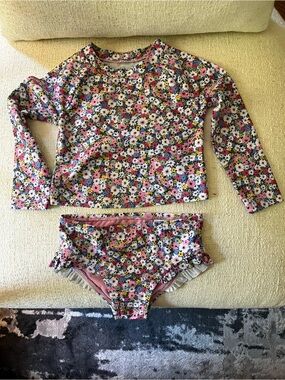 GAP Girls Floral Rash Guard swim suit set - Pink, White, Yellow, Green, Black